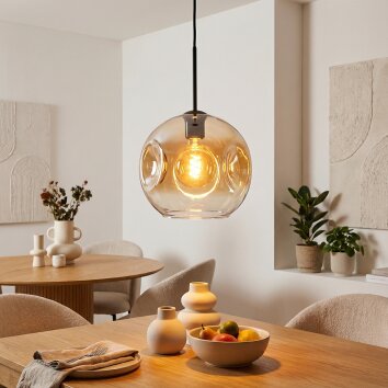 Ripoll hanging light, globe light, pendant light Amber, clear, 1-light source