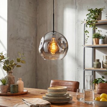 Ripoll hanging light, globe light, pendant light clear, Smoke-coloured, 1-light source