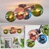 Gastor ceiling light, globe light blue, green, coppery, 4-light sources