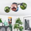 Gastor ceiling light, globe light blue, green, coppery, 4-light sources