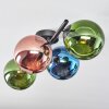 Gastor ceiling light, globe light blue, green, coppery, 4-light sources