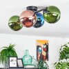 Gastor ceiling light, globe light blue, green, coppery, 4-light sources