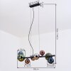 Chehalis hanging light, globe light, pendant light blue, chrome, green, coppery, Smoke-coloured, 8-light sources