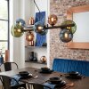 Chehalis hanging light, globe light, pendant light blue, green, coppery, 8-light sources