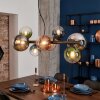 Chehalis hanging light, globe light, pendant light blue, chrome, green, clear, coppery, Smoke-coloured, 8-light sources