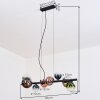 Chehalis hanging light, globe light, pendant light blue, chrome, green, clear, coppery, Smoke-coloured, 8-light sources