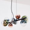 Chehalis hanging light, globe light, pendant light blue, green, clear, coppery, 8-light sources