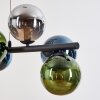 Gastor hanging light, globe light, pendant light blue, chrome, green, Smoke-coloured, 8-light sources