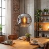 Ripoll hanging light, globe light, pendant light chrome, clear, Smoke-coloured, 1-light source