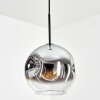 Ripoll hanging light, globe light, pendant light chrome, clear, Smoke-coloured, 1-light source