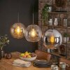 Koyoto hanging light, globe light, pendant light Amber, clear, Smoke-coloured, 3-light sources