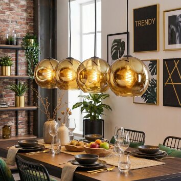 Ripoll hanging light, globe light, pendant light gold, 4-light sources