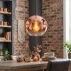 Ripoll hanging light, globe light, pendant light clear, coppery, 1-light source
