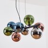 Gastor hanging light, globe light, pendant light blue, chrome, green, coppery, Smoke-coloured, 8-light sources
