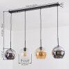 Koyoto hanging light, globe light, pendant light Amber, chrome, clear, Smoke-coloured, 4-light sources