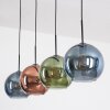 Koyoto hanging light, globe light, pendant light blue, green, coppery, 4-light sources