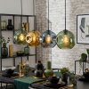 Ripoll hanging light, globe light, pendant light blue, gold, green, 4-light sources