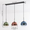 Koyoto hanging light, globe light, pendant light blue, green, clear, coppery, 3-light sources