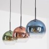 Koyoto hanging light, globe light, pendant light blue, green, clear, coppery, 3-light sources