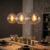 Koyoto hanging light, globe light, pendant light 30 cm Amber, clear, Smoke-coloured, 3-light sources