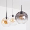 Koyoto hanging light, globe light, pendant light 30 cm Amber, clear, Smoke-coloured, 3-light sources