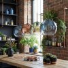 Koyoto hanging light, globe light, pendant light blue, green, clear, coppery, 4-light sources