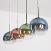 Koyoto hanging light, globe light, pendant light blue, green, clear, coppery, 4-light sources