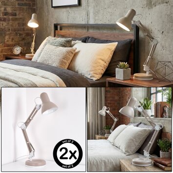 Nurmasuando desk lamp, table lamp LED sand-coloured, white, 1-light source