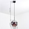 Ripoll hanging light, globe light, pendant light chrome, Smoke-coloured, 1-light source