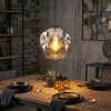 Ripoll hanging light, globe light, pendant light chrome, clear, Smoke-coloured, 1-light source