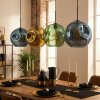 Ripoll hanging light, globe light, pendant light blue, gold, green, 4-light sources