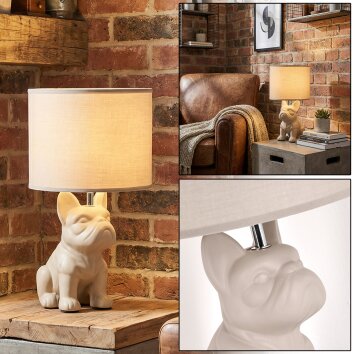 Harol table lamp chrome, sand-coloured, 1-light source