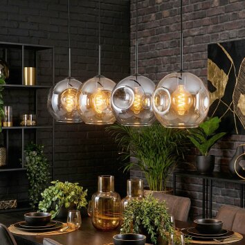 Ripoll hanging light, globe light, pendant light Amber, clear, Smoke-coloured, 4-light sources