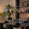 Ripoll hanging light, globe light, pendant light blue, gold, green, coppery, 4-light sources
