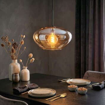 Mertola hanging light, pendant light Amber, 1-light source