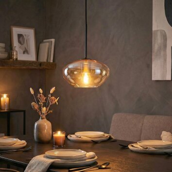 Mertola hanging light, pendant light Amber, 1-light source