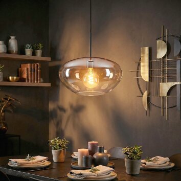 Mertola hanging light, pendant light Amber, clear, 1-light source