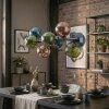 Gastor hanging light, globe light, pendant light blue, green, coppery, 8-light sources