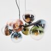 Gastor hanging light, globe light, pendant light blue, chrome, green, clear, coppery, Smoke-coloured, 8-light sources