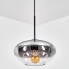 Mertola hanging light, pendant light clear, Smoke-coloured, 1-light source