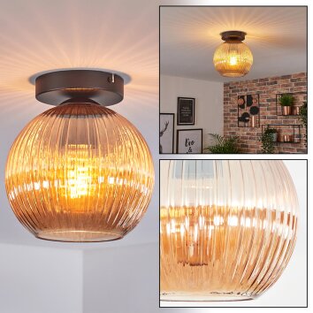 Koyoto ceiling light, globe light 20 cm Amber, 1-light source