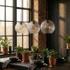 Koyoto hanging light, globe light, pendant light clear, 3-light sources