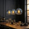 Koyoto hanging light, globe light, pendant light blue, clear, 3-light sources