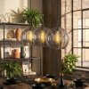 Koyoto hanging light, globe light, pendant light Smoke-coloured, 3-light sources