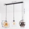 Koyoto hanging light, globe light, pendant light Amber, chrome, clear, Smoke-coloured, 3-light sources