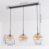 Koyoto hanging light, globe light, pendant light Amber, clear, 3-light sources