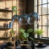 Koyoto hanging light, globe light, pendant light blue, clear, 3-light sources