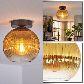 Koyoto ceiling light, globe light 20 cm gold, clear, 1-light source