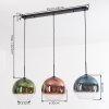 Koyoto hanging light, globe light, pendant light blue, green, clear, coppery, 3-light sources