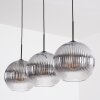 Koyoto hanging light, globe light, pendant light clear, Smoke-coloured, 3-light sources